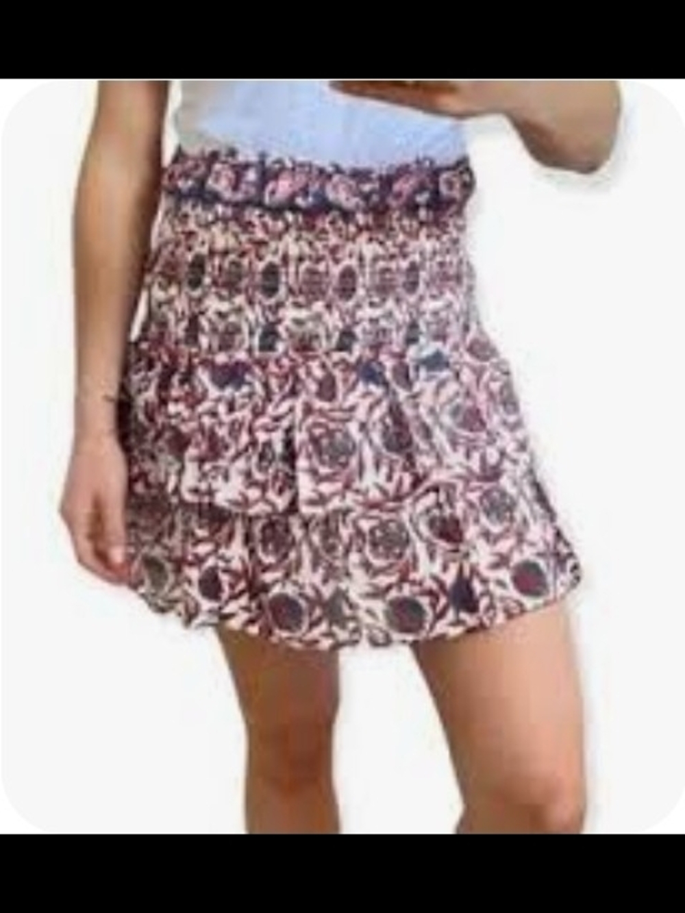 House of Harlow 1960 Pink Floral Tiered Mini Skirt